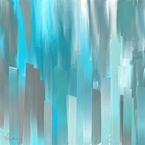Gray And Teal Abstract Art Painting By Lourry Legarde