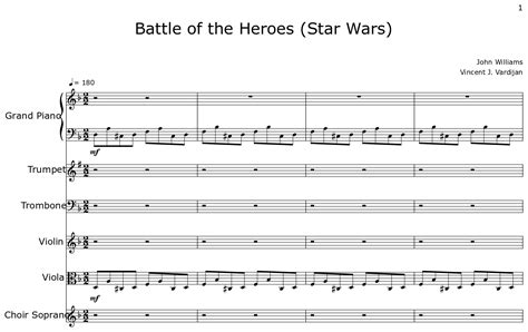 Battle Of The Heroes Star Wars Sheet Music For Piano Trumpet