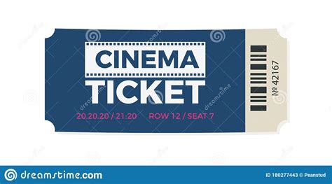 Cinema Ticket Icon Vector Illustration In The Flat Style, Ticket Stub ...
