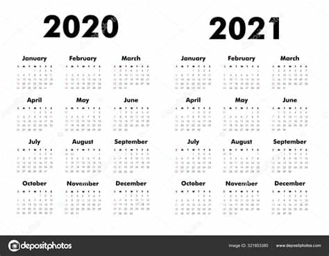 Download in pdf and print easily at home or office yearly calendars for any year, starting with day of the week that you. Vector Calendar 2020 2021 Years Week Starts Sunday ...