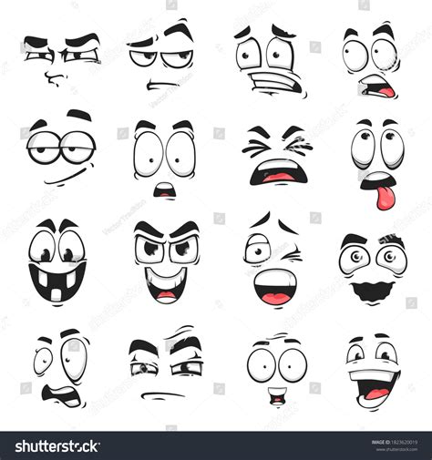 face expression isolated vector icons cartoon เวกเตอร์สต็อก ปลอดค่าลิขสิทธิ์ 1823620019