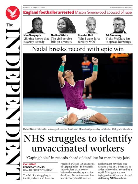 Independent Front Page 31st Of January 2022 Tomorrow S Papers Today