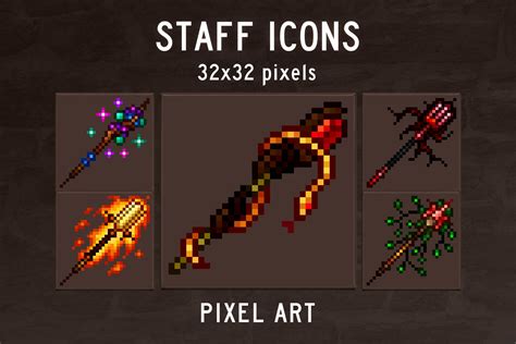 Staff Pixel Art Rpg Icons Download