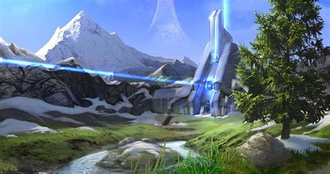 Download Mysterious Forerunner Structure In The World Of Halo Wallpaper