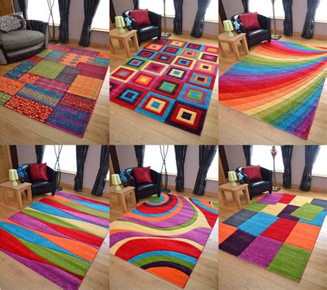 Multi Coloured Rugs Runners Carpet Rainbow Design Mat Hand Carved