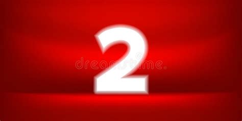 Number Two White Glow On Red Luxurious Background No 2 On Red