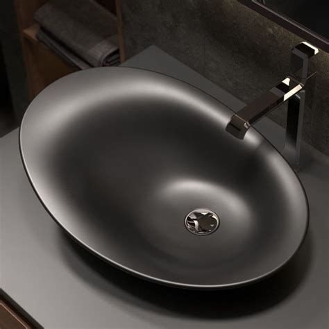Aquatica Nanomorph Blck Stone Bathroom Vessel Sink Drop In Bathroom