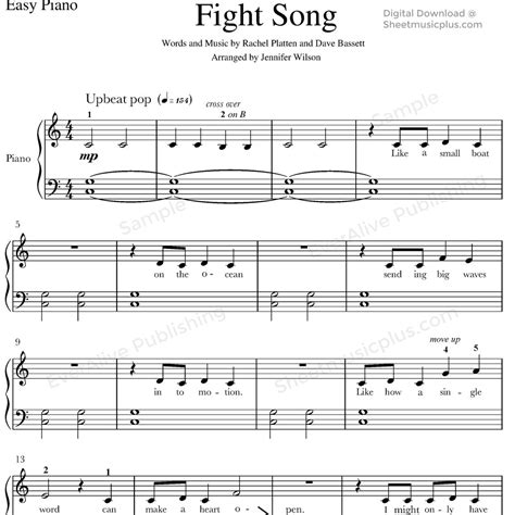 Welcome to hymn piano sheet music page. Fight Song by Rachel Platten for easy piano sheet music piano cover http://www.sheetmusicplu ...