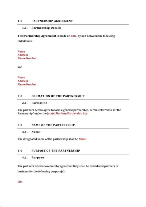 6040 Partnership Agreement Template Protect Both Partners