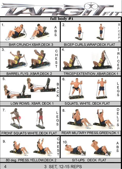 Full Body 1 Workout Chart Health Spa Fitness Club Pinterest