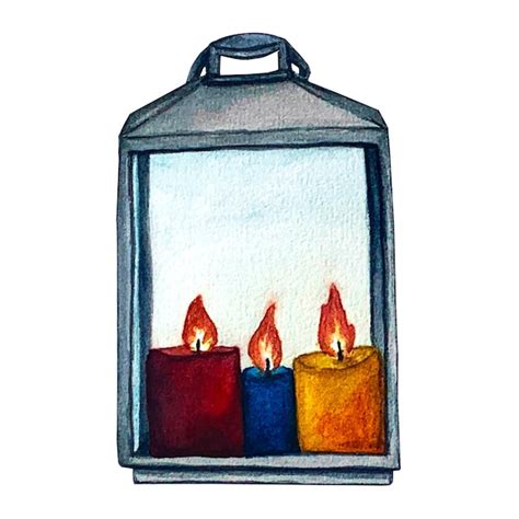 Premium Photo Lantern And Candles Watercolor Illustration