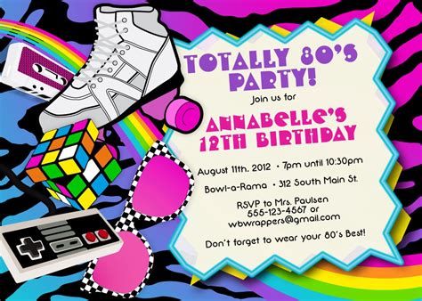 80s themed birthday party invitations birthdayqw