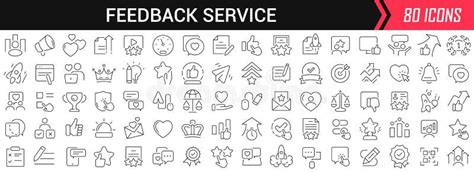 Feedback Service Linear Icons In Black Big UI Icons Collection In A Flat Design Thin Outline