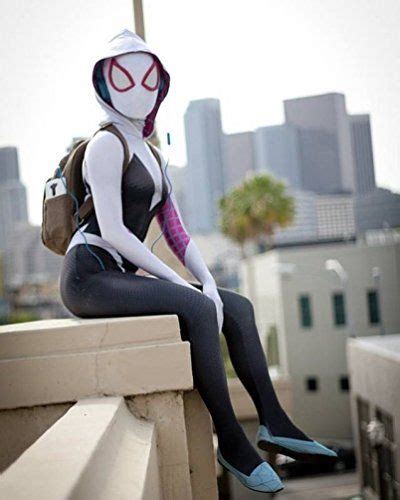 Gwen Stacy Cosplay Costume With Lenses And Mask Gwen Stacy Suit Design Is