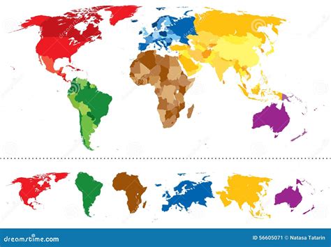 World Map Continents Multicolored Stock Vector Illustration Of Alaska