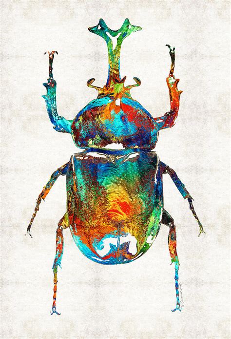 Colorful Beetle Art Scarab Beauty By Sharon Cummings Painting By