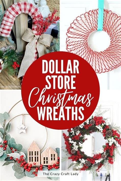 Dollar Store Christmas Wreaths With Text Overlay