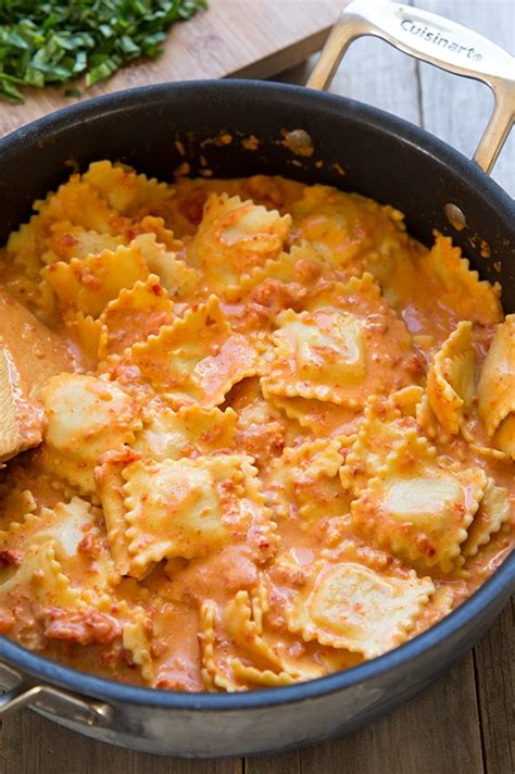 Ravioli With Creamy Sun Dried Tomato And Basil Sauce Cooking Classy