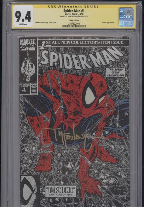 Spider Man 1 Silver Edition Signature Series Signed By Todd Mcfarlane