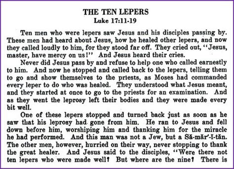 The Ten Lepers Jesus Healing Story Kids Korner Biblewise