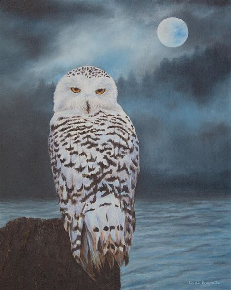Snowy Owl In Moonlight Painting By Christine Brunette Fine Art America