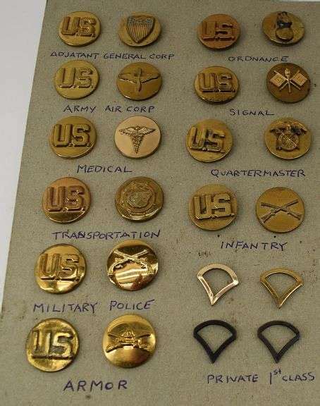12 Sets Us Military Collar Insignia Pins Bhd Auctions