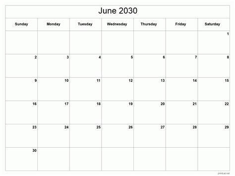 Printable June 2030 Calendar Free Printable Calendars
