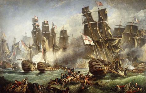 The Battle Of Trafalgar Painting By English School Ship Art Ship