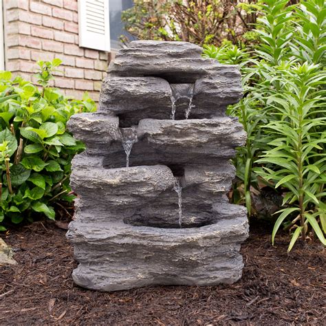 Outdoor Water Fountain With Cascading Waterfall Natural