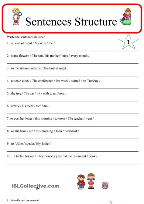 Sentence Structure 1 Sentence Structure Sentence Building Worksheets