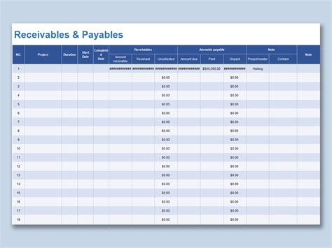 Excel Of Engineer Project Receivables And Payables Formxlsx Wps Free