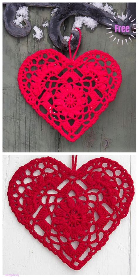 Christmas Crochet Heart Ornament Free Patterns Crochet Heart Pattern