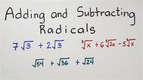 Adding And Subtracting Radicals Youtube