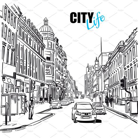 Sketch City Street Custom Designed Illustrations Creative Market