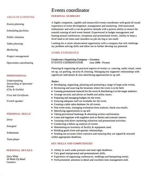 In hospitality management and expertise in event management software. FREE 8+ Sample Event Coordinator Resume Templates in PDF