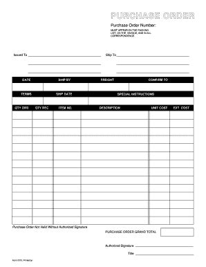 Printable Purchase Order Form Templates Fillable Samples In PDF Word To Download PdfFiller