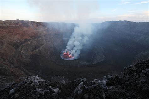 Mount nyiragongo, a volcano in eastern democratic republic of congo, sprayed lava fountains high into the air as it erupted almost 20 years after 250 people were killed Nyiragongo Volcano
