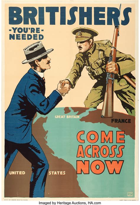World War I Propaganda British And Canadian Recruiting Mission Lot