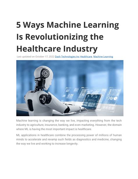 Ppt Ways Machine Learning Is Revolutionizing The Healthcare