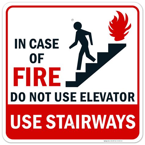 In Case Of Fire Use Stairs Sign 24x24 Aluminum