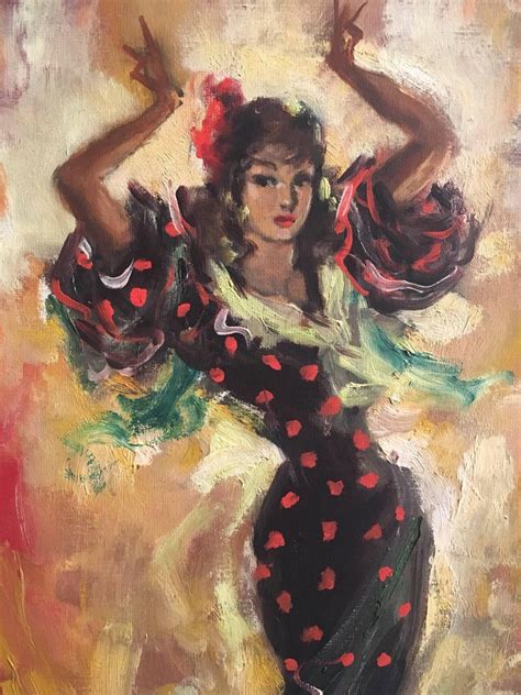 Unknown ‘rita Spanish Flamenco Dancer Signed Oil Painting For Sale