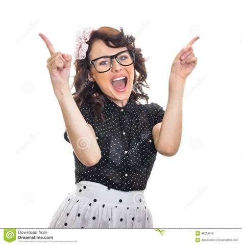 Cheerful Happy Young Woman Gesturing Stock Photo Image Of Adorable