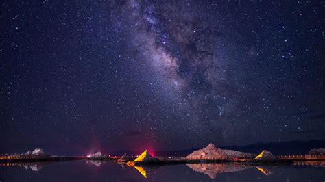 Milky Way Above Chakayan Lake Chaka Salt Lake Wallpaper Backiee