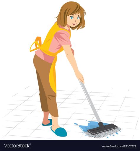Cleaning Woman Mop Floor Royalty Free Vector Image