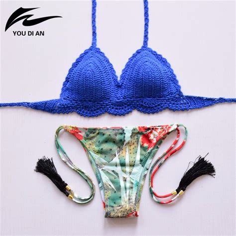 2018 Handmade Crochet Bikinis Set Sexy Knitting Swimsuit Swimwear Women