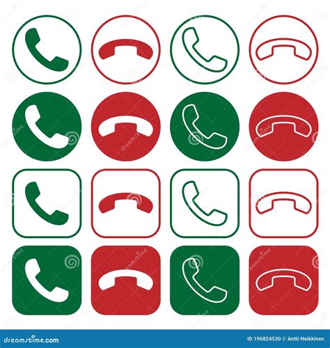Phone Icon Set Call Application Symbol Collection Green And Red