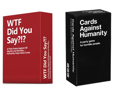 Cards against humanity is a popular card game (no points for guessing that) which challenges players to come up with funny answers to a cards against humanity on cah store if you've seen all these options and still want to buy a physical set of cards against humanity, because you like. WTF Did You Say vs Card Against Humanity - TheToyTree.net