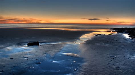Wallpaper Sunlight Sunset Sea Nature Shore Sand Reflection