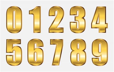 Premium Vector Gold Metal Numbers Set