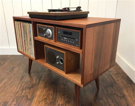 Solid Mahogany Turntable Console Mid Century Modern Record Etsy